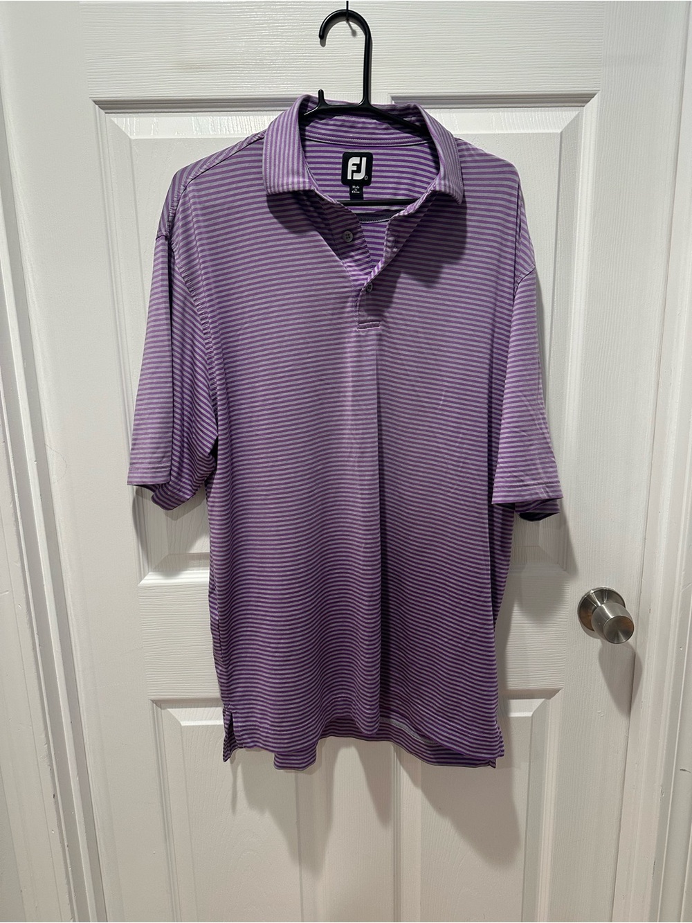 FootJoy ProDry Golf Polo Shirt Purple Grey Striped Mens L Large